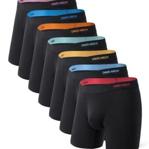 David Archy Men's Bamboo Underwear 7-Pack Wicking-Moisture Cooling Boxer Briefs with Support Fly Pouch