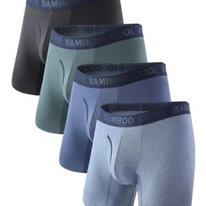 BAMBOO COOL Men's Breathable Soft Moisture-Wicking Regular Leg Underwear, Fly Design For Men - 4 Pack