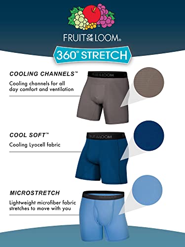 41egnse1e l 3.jpg Fruit of the Loom Men's Lightweight & Moisture Wicking 4-Way Stretch Boxer Briefs | Long Regular Leg & Trunk Fruit of