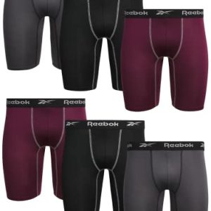 Reebok Men's Boxer Briefs 6 Pack Sport Soft Performance Underwear with Mesh Fly Pouch Sizes S-XL