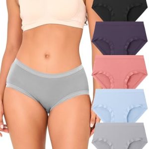 BAMBOO COOL Women's Mid Waisted Brief Ladies Panties Moisture Wicking Stretchy Full Coverage 5 Pack BAMBOO COOL Women'