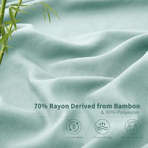 41gcmiubiil 1.jpg Horbaunal Ultra Soft & Cooling Queen Size Rayon Derived from Bamboo Bed Sheets - Luxury Silky Breathable Sheet Set | Ho