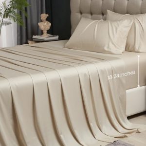 HYPREST King Size Bamboo Rayon Sheet Set - Deep Pocket Fits 18"-24" Mattress, Luxury Silky Soft Cooling Bed Sheets, Perf