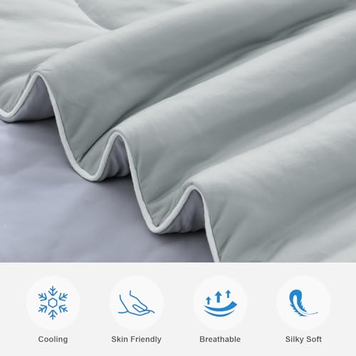 41izrcwsqol 1.jpg EASELAND Cool Touch Comforter for Hot Sleepers, King Size (Grey, 108"x90") OEKO-TEX
