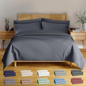 BAMPURE Luxury 100% Viscose Bamboo Sheets - Super Soft Cooling for Hot Sleepers - Deep Pocket (C.Gray)OEKO-TEX STANDARD
