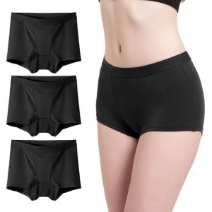 OEIOEI Women's Bamboo Rayon Boy Shorts Underwear Soft Stretch Full Coverage 3 Pack OEKO-TEX STANDARD 100