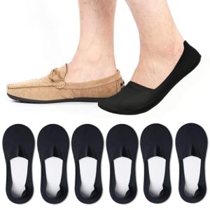 Caudiblor Men's Thin No Show Socks for Loafers: Invisible Low Cut Liners No See Non-Slip Socks - 6 Pairs