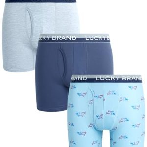Lucky Brand Super Soft 3 Pack Mens Boxer Briefs for Men with Functional Fly (S-XXL)