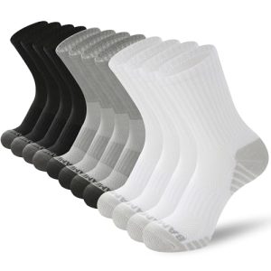 BAMBOO COOL Womens Crew Socks Athletic Running Sports, Cushioned Moisture Wicking, Breathable Arch Support, 6 Pack BAM