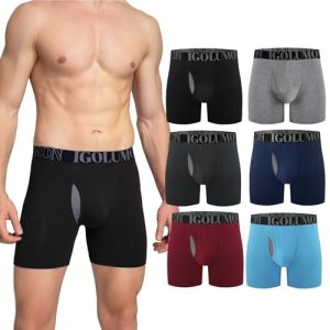 IGOLUMON Men's Breathable Bamboo Rayon Boxer Briefs 6-Pack for Men | IGOLUMON Men's Soft Boxer Briefs with Fly Feature