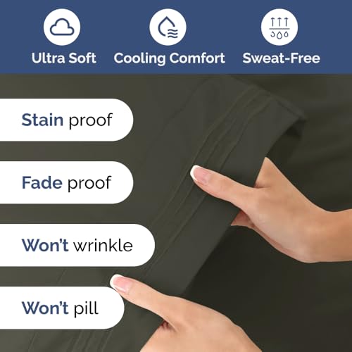41nz mkbqel.jpg Hotel Luxury Breathable & Cooling King Sheet Set - Easy & Secure Fit - Charcoal, 18-24 Inch Extra Deep Pockets - OEKO-TE