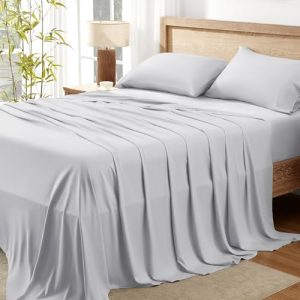 Andency Cooling Light Grey King Size Sheets Set, OEKO-TEX Breathable Bed Sheets for Adults, Deep Pocket Up to 16"