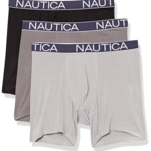 Nautica Men's Bamboo Rayon Spandex 3-Pack Boxer Brief Comfortable and Eco-Friendly Underwear for Everyday Wear