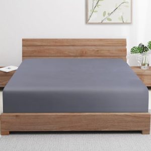 Bamboo Viscose Cooling Fitted Sheet Queen Size for Hot Sleeper (Queen, Dark Grey) Bamboo Viscose Cooling Fitted Sheet