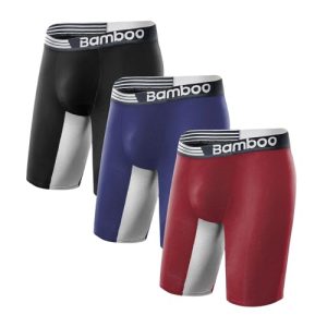 Anti Chafe Breathable Bamboo Mens Boxer Briefs 3 Pack | Moisture-Wicking Bamboo Trunks Underwear for Men | Men's Bamboo