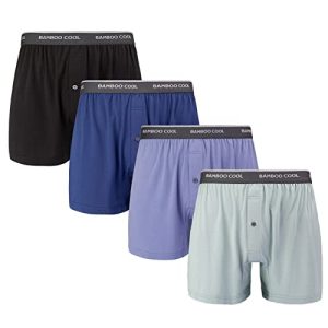 Bamboo Cool Men's Soft And Breathable Boxer Shorts 4 Pack Relaxed Fit Stretch Short for Men | Bamboo Cool Men's Boxer S