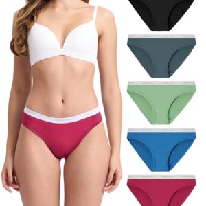 Soft Bamboo High Cut Bikini Underwear for Women - Moisture Wicking, Stretchy, 5-Pack | Bamboo Stretch Moisture Wicking
