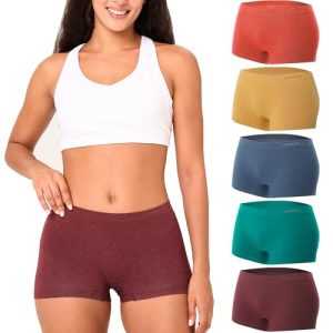 BAMBOO COOL Women's Seamless Underwear Stretchy Moisture Wicking Boxer Briefs for Ladies - 5 Pack - The Forest Stewardsh