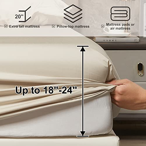41xuv dv0hl.jpg HYPREST King Size Bamboo Rayon Sheet Set - Deep Pocket Fits 18"-24" Mattress, Luxury Silky Soft Cooling Bed Sheets, Perf