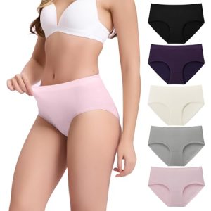 The Forest Stewardship Council Women's Bamboo Underwear Mid Waisted Brief Ladies Seamless Moisture Wicking Stretchy Full