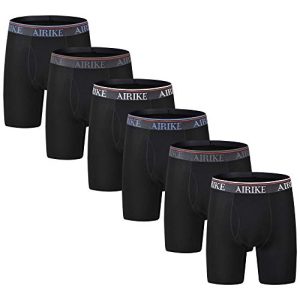 AIRIKE Boxer Briefs Men Pack Long Leg Soft Black Underwear for Big Size and Tall Men