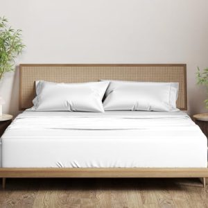 White Luxury 80% Cotton 20% Viscose Bamboo King Size Sheet Set - Silk Soft Cooling OEKO-TEX
