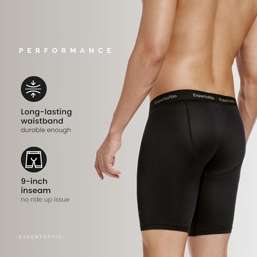 41zzsdffiol 1.jpg Expertoftio Men's 9 Inch Long Leg Boxer Briefs for Men: Performance & Moisture Wicking, Anting Chafing Relief, Fly Desig