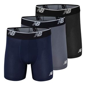 New Balance Men's No Fly Boxer Brief Underwear with Jacquard Waistband, Breathable Lightweight Moisture Wicking (3 Pack