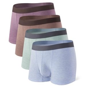 Soft Breathable Bamboo Mens Trunks Underwear No Fly Pouch | David Archy Men's Bamboo Trunks Underwear 4-Pack | Breathab