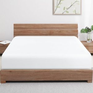 Bamboo Viscose Cooling Fitted Sheet King Size, 400 Thread Count, 16" Deep Pocket for Hot Sleepers, Silky Soft Breathable