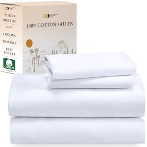 California Design Den King Size Sheets Set - Durable Cooling Natural 100% Cotton Bedding with OEKO-TEX (White) Califor