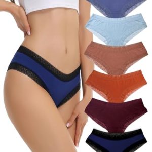 ADOVAKKER Women's Sexy Bikini Underwear Pack of 6 Bamboo Viscose Cheeky Style for Lady Lace