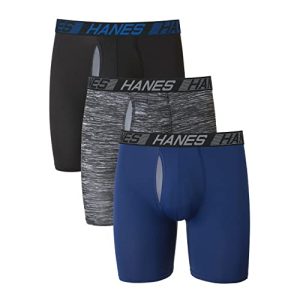 Hanes Men's Total Support Pouch Boxer Briefs X-Temp Cooling 3-Pack | Hanes Men's Moisture-Wicking Underwear Regular 3-P