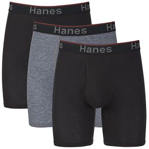 Hanes Total Support Pouch Men's Boxer Brief Underwear - Anti-Chafing, Moisture-Wicking Odor Control, 3-Pack (Regular or