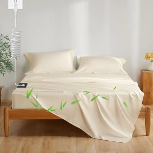 100% Viscose Derived from Bamboo Grounding Sheets - Breathable & Luxury Silky & Cooling (King - 76"x80"x15", Beige) | E