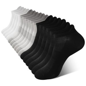 BAMBOO COOL Men's Ankle Socks Athletic Low Cut Heel Tab Cushioned Moisture Wicking Running Arch Support Breathable 8 Pac