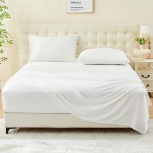 GOKOTTA King Size Bamboo Rayon Sheets Set, Cooling Sheets for Hot Sleepers, 16 Inch Deep Pocket Elastic Corners - Bright