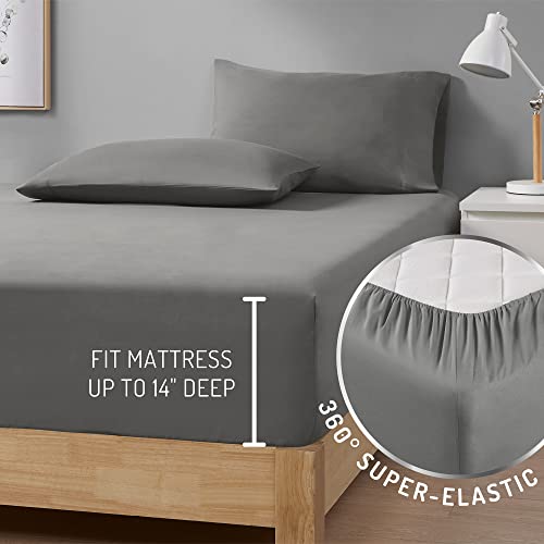 41gjj0ukwnl.jpg Degrees of Comfort Coolmax Cooling Sheets for Hot Sleepers | Queen Size Bed Sheet Set | Soft Deep Pocket Fabric, Grey-4P