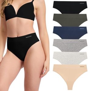 BAMBOO COOL Women's High Waisted Moisture-Wicking Breathable Underwear Stretchy Panties Tagless 6 Pack FSC Certified BAM
