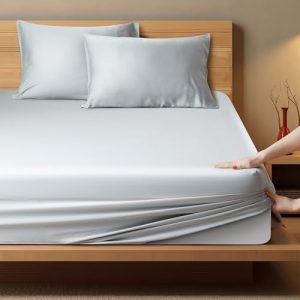 Zaizaihome 100% Viscose Derived from Bamboo Fitted Sheet Set - Ultra Soft, Cooling for Hot Sleepers (Gray Cal King) | Z