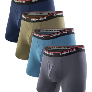 BAMBOO COOL Men's Comfortable Cool Underwear Boxer Briefs with 3D Pouch for Men 4 Pack BAMBOO COOL Men's Fly Boxer Brief