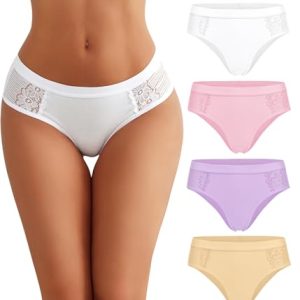 Avidlove Women's Cotton Underwear: Lace Hipster Briefs for Ladies | Stretch Underpants Multipack