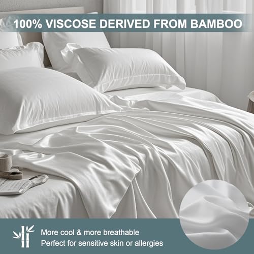 41ixezh77al.jpg King Fitted Sheet 100% Viscose Derived from Bamboo Ultra Soft Luxury Breathable Cooling for Hot Sleepers 18 Inch Deep Po