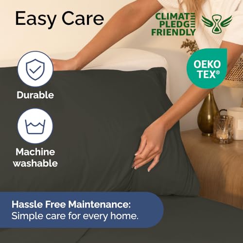 41ia7hprwzl.jpg Hotel Luxury Breathable & Cooling King Sheet Set - Easy & Secure Fit - Charcoal, 18-24 Inch Extra Deep Pockets - OEKO-TE