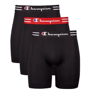 Champion Men's Moisture-Wicking Cotton Performance Stretch Boxer Briefs, 3-Pack Champion Men's Comfortable Cotton Mois