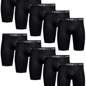 IZOD Men's Boxer Briefs - 10 Pack Performance Stretch Underwear for Men Long Leg Boxers with Contour Pouch Sizes S-XL