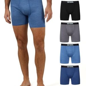 32 Degrees COOL Mens 4-PACK Quick Dry Performance Boxer Brief: Comfortable Elastic Waistband for Athletes and Fitness En