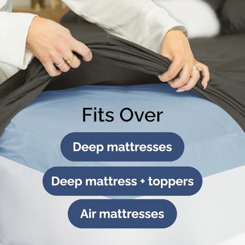 41jtns2z8rl.jpg Hotel Luxury Breathable & Cooling King Sheet Set - Easy & Secure Fit - Charcoal, 18-24 Inch Extra Deep Pockets - OEKO-TE