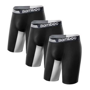 Anti Chafe Breathable Moisture-Wicking Mens Bamboo Boxer Briefs 3 Pack | Mens Bamboo Trunks Underwear Anti Chafe Moistu