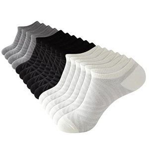 Bamboo Rayon No Show Boat Socks for Men Women Black Ankle Non Slip Casual Socks 8 Pairs Soft Non-Slip Ankle Socks Black